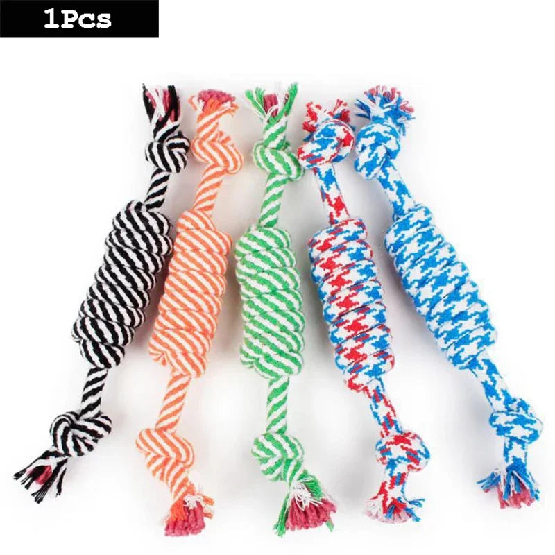 1Pc Dog Toy Carrot Knot Rope Ball Cotton Rope Dumbbell Puppy Cleaning Teeth Chew Toy Durable Braided Bite Resistant Pet Supplies